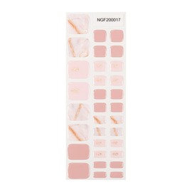 Wekcekcek Semi Cured Gel Toenail Strips, 32 Pink Texture Gel Toenail Stickers - Works with Any UV Lamps Pedicure Strips Full Nail Wraps with Nail File & Wood Stick