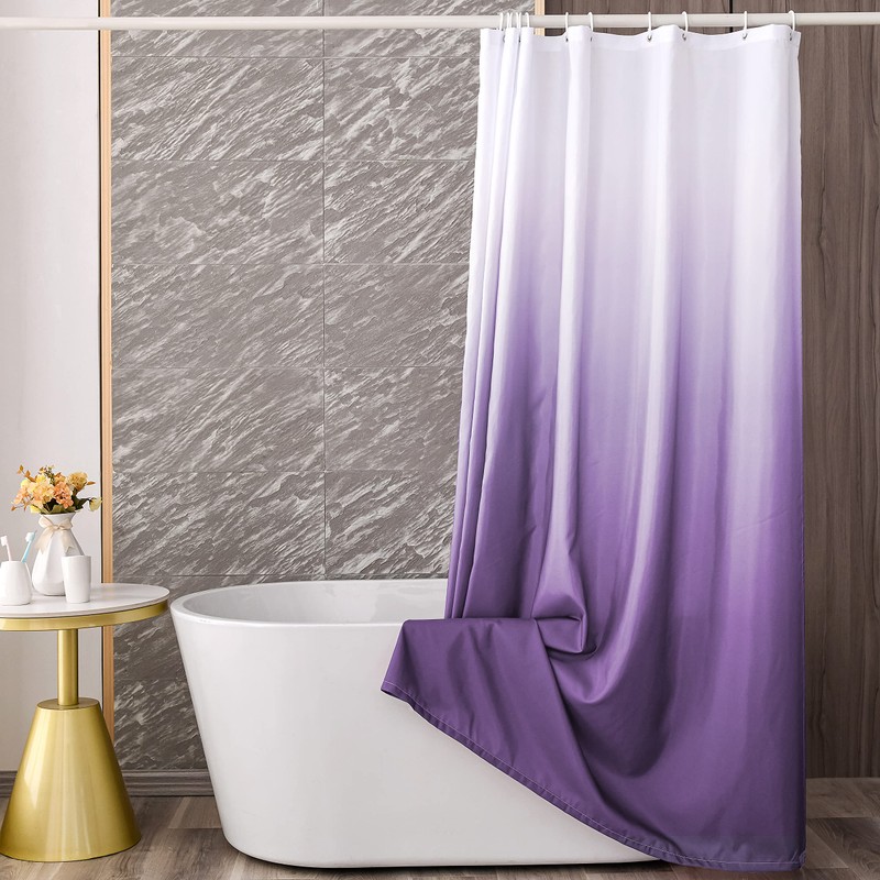 YI & ZE Ombre Dark Purple Shower Curtain Sets for