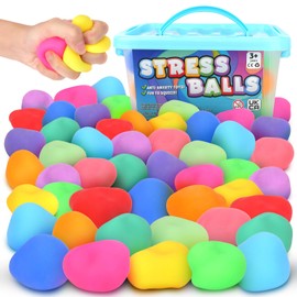 Mini Slow Rising Stress Ball 50 Pack - Squishy Ball for Anxiety Stress Relief, Hand Therapy Sensory Toy, Pull Stretch Fidget Toy for Kids Adults, Classroom Prize Toy, Stocking Stuffer for Kids