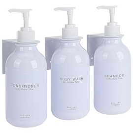 Dispensador de champú y acondicionador para Pared de Ducha, 3 cámaras, Botellas Recargables de champú y acondicionador con Etiquetas Impermeables (3 B