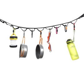 NUZAMAS Camping Rope Strap, Portable Camping Hanging Rope with 19 Keychain Carabiners, Campsite Organizer for Camping, Hiking, 14 Feet