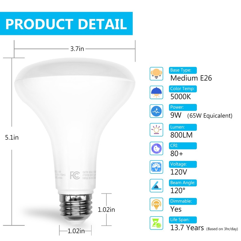 DAYBETTER 12Pack BR30 LED Light Bulbs Indoor Flood Light 65W