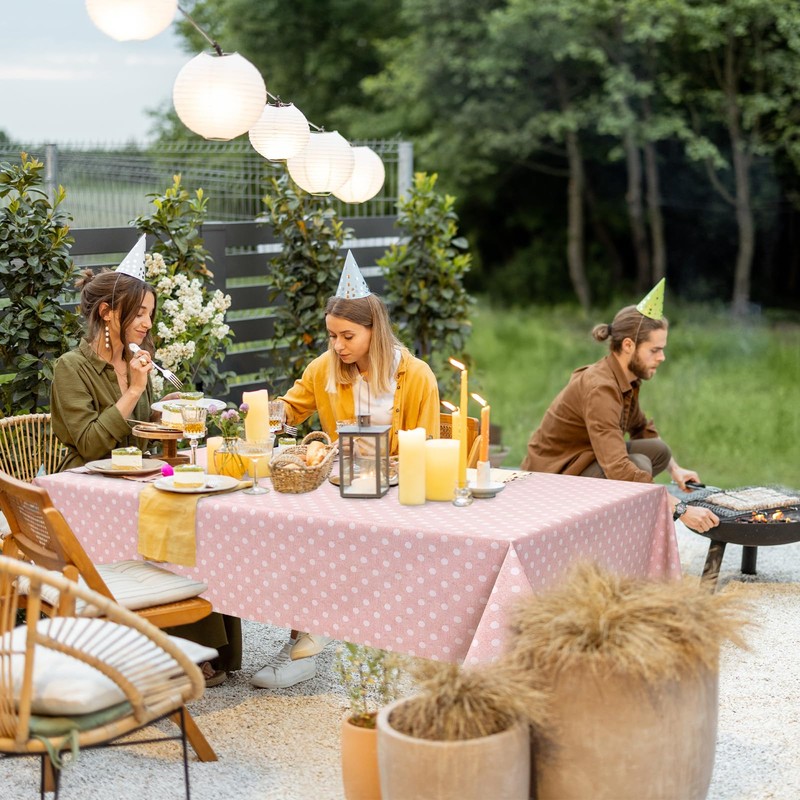 WenYa Polka Dot Tablecloth Wipe Clean Table Cloth Wipeable PVC