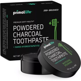 Primal Life Powdered  Charcoal Toothpaste Whitening Spearmint  1oz NEW