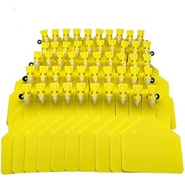50Pcs Z Tags One-Piece Cattle Ear Tags TPU Blank Livestock Animal Identification for Cattle,Sheep Goat, Pig, Large Size (Yellow)