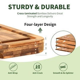 BAMBANG Bamboo Cutting Board for Kitchen with Juice Groove, End-Grain Butcher Block Chopping Boards, Checkered Wooden Cutting Boards Set of 3 with Stand, Knife-Friendly, Serving Tray
