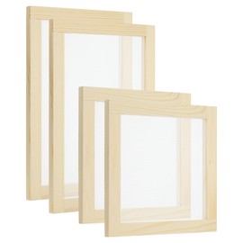 PATIKIL Wooden Paper Making Screen, 4 Pack Paper Making Mould Frame Papermaking Mould Deckle for DIY Paper Craft Dried Flower Handcraft, 2 Size