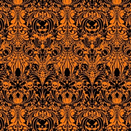 Freckle & Lollie Spell On You FLSY D93 O Orange Hallows Eve Damask  Cotton