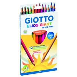 GIOTTO Elios Wood Free Triangular Colouring Pencils – Box of 12 Assorted Colours