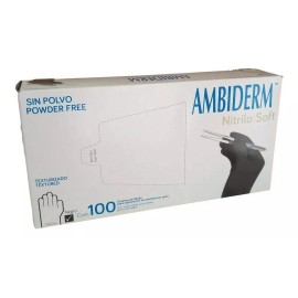 Ambiderm Guantes descartables antideslizantes Ambiderm Soft color negro talle M de nitrilo x 100 unidades
