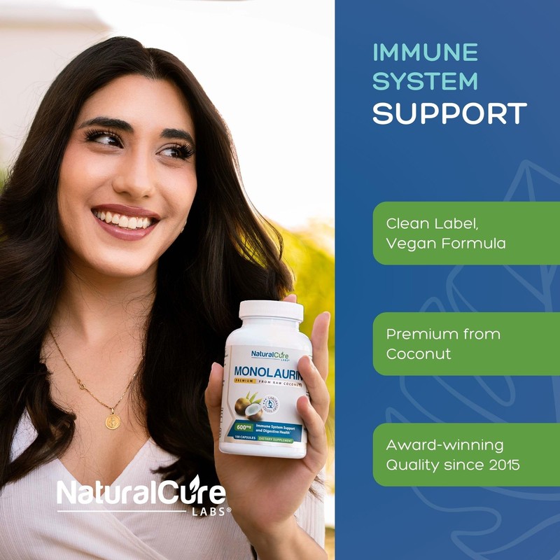 Natural Cure Labs Premium Monolaurin – 600mg, 100 Capsules