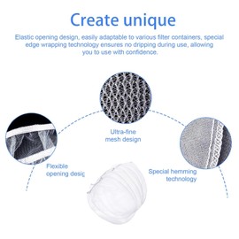 HJIAMA Pack of 5 5 Gallon Filter Bags, White Filter Bags, Elastic Opening Design, Hem Process, Filter Bag, Filter Strainer Mesh for Filtering, Colours Coatings