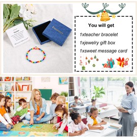 Pmormyy Teacher Appreciation Gifts Bracelets, Valentine Teacher Gifts for Women Men, Stretch Beads Bracelet Jewelry Colorful