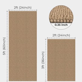 KOZYFLY Boho Rugs for Entryway 2PCS 2x3 and 2x5 Washable Rugs Rubber Backed Runner Rug Non Slip Woven Cotton Entrance Rugs for Front Porch Bathroom Kitchen Bedroom, Tan/Orange/Brown