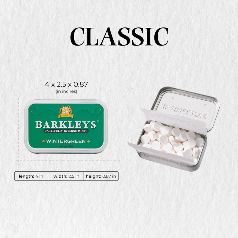 Barkleys Wintergreen Breath Mints - Strong Flavor Cool Mint Candy