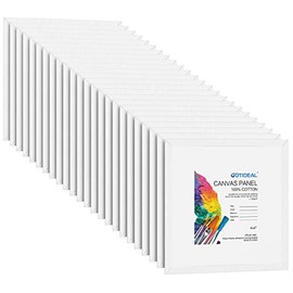 GOTIDEAL Canvases for Painting, 4x4 inch of 24, Professional Primed White Blank Flat Canvas Panels- 100% Cotton Artist Canvas Boards for Acrylics Painting, Oil Watercolor Tempera