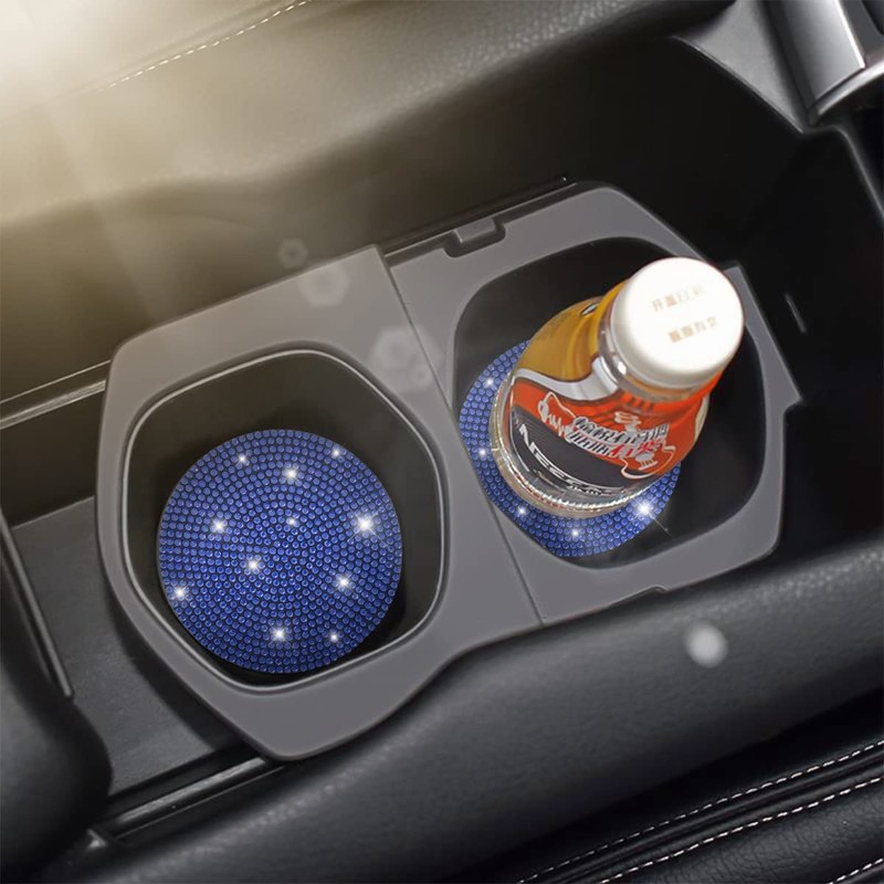 2PCS Bling Car Cup Holder Coaster, Handcrafted Rhinestone Crystal Cup