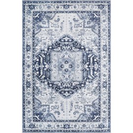 xilixili 8x10 Area Rugs,Washable Rug Anti-Slip Backing Area Rugs for Living Room - Stain Resistant Rugs for Bedroom,Vintage Printed Home Decor Large Area Rug (Navy Blue,8'x10')