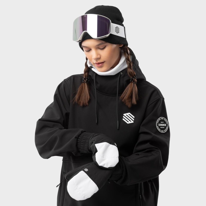SIROKO Thermal Mittens Skiing and Snow Pitztal White Black Men