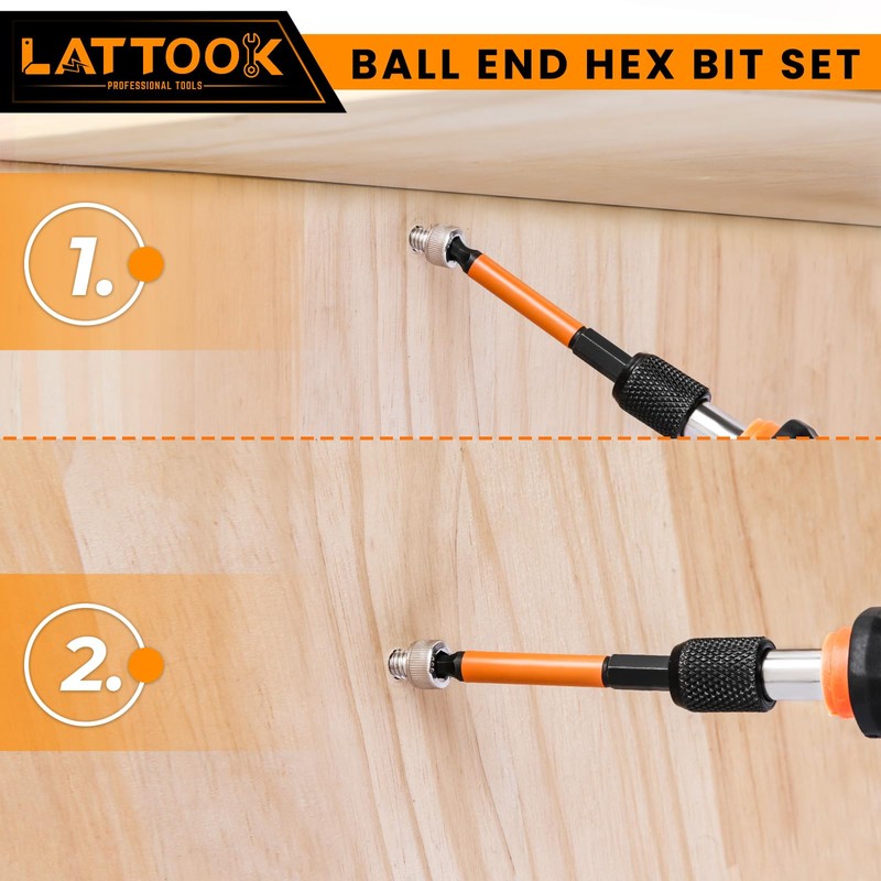Ball End Hex Head Allen Wrench Drill Bit Set, LATTOOK