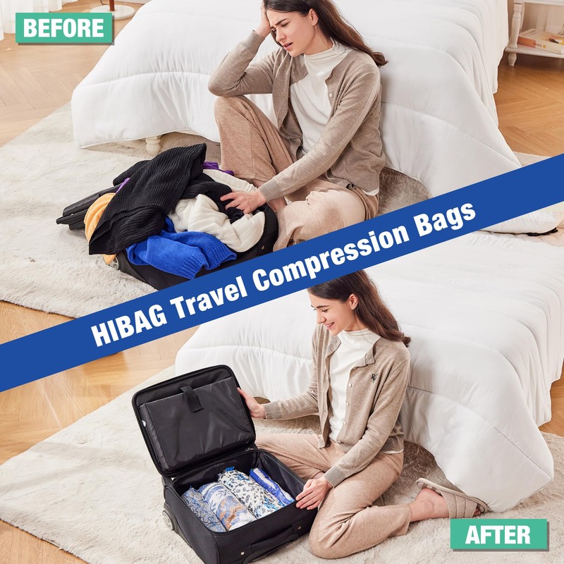 Travel Zipper Storage Bags, Travel Essentials Roll Up Compression Bags