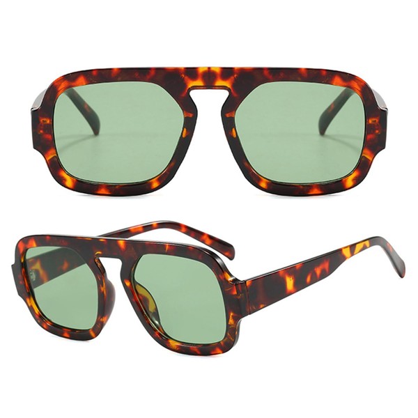 CZDLDNXS Retro Square Aviator Sunglasses for Women Men Trendy Brown