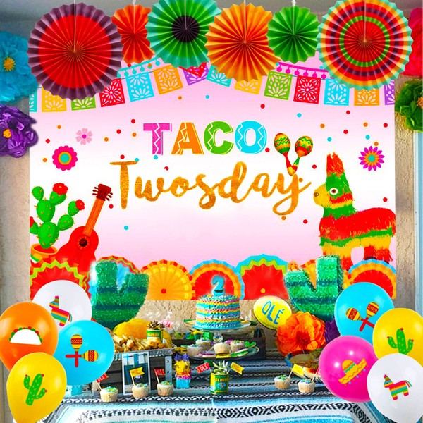 JeVenis Luxury Taco Twosday Birthday Decoration Taco Bout Two Decoration Taco Bout Two Balloons Taco Bout Twosday Party Supplies Mexican 2nd Birthday Decoration Fiesta Balloons