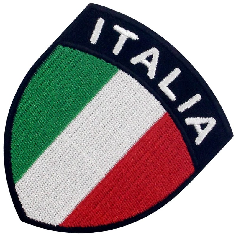 EmbTao Italy Shield Flag Patch Embroidered Applique Fastener Hook &