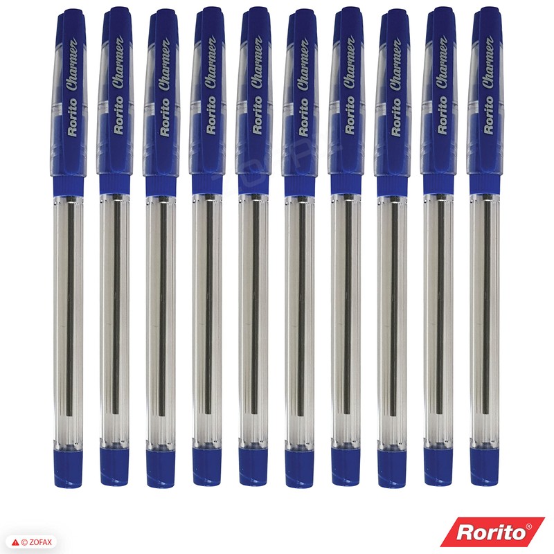 rorito 10 x Charmer BLUE 0.7mm Tip Ballpoint Pens Soft