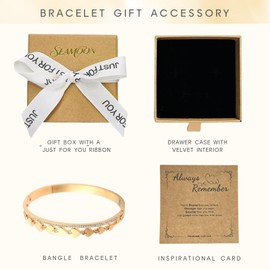 18K Gold Plated Stainless Steel Inspirational Bangle Bracelets Birthday Friendship Thank You Gift for Women Friend Mom Her Grandma Sister Teacher Coworker Christmas