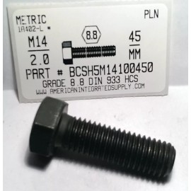 AMERICANINTEGRATEDSUPPLY.COM M14-2.00X45MM HEX HEAD CAP SCREWS GRADE 8.8 STEEL PLAIN (5)