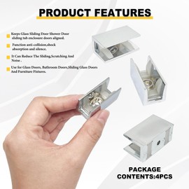 generic 4pcs Sliding Shower Door Bumpers Block,for 8mm/0.31in Glass Sliding Door Anti-Collision Block(Chrome color-40x20x18mm/1.57x0.78x0.7in)