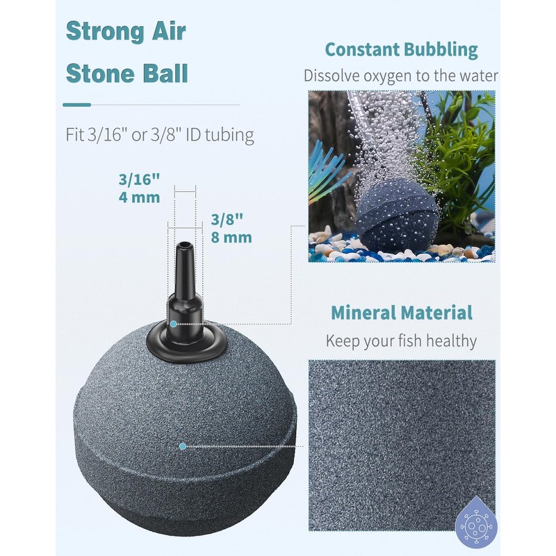Pawfly Air Stone 2 Inch, Aquarium Air Stone Ball Bubbler