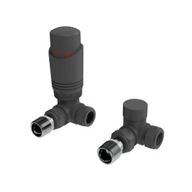 Anthracite Thermostatic Radiator Valve Angled Corner or Straight Grey Radiator TRV Thermostat Valves (Corner)