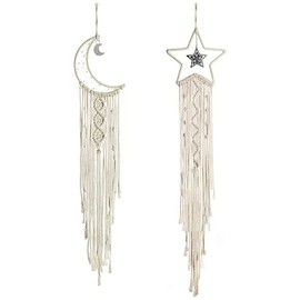 Atrapasueños Grande Bohemio Art Atrapasueños Macrame Pared Tapiz Tejido A Mano Luna Bohemio Dream Catcher Decoration De Pared Boda Boho Apartamento Dormitorio Habitación Hogareña Regalo Artesanal