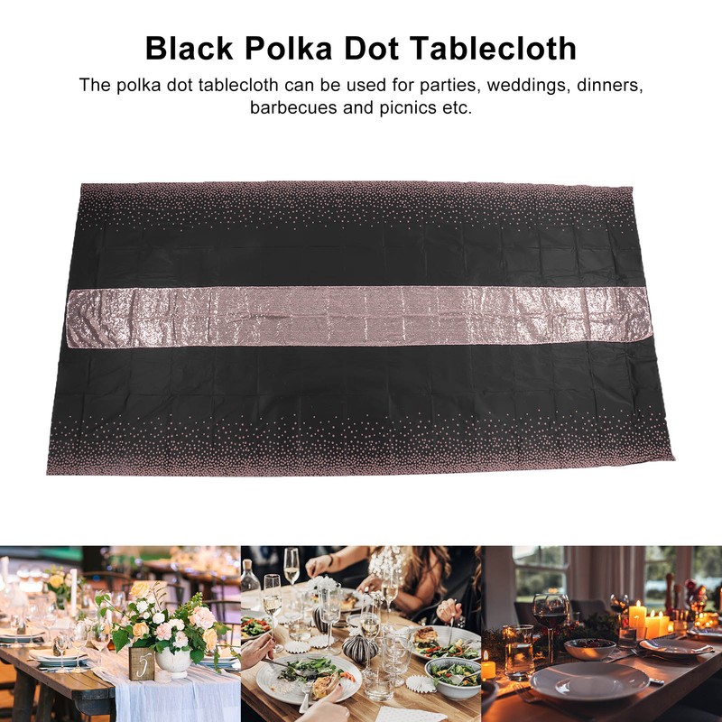 Rose Gold Dot Party Tablecloth Waterproof Polka Dot Design Rectangular