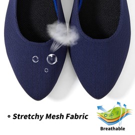 BABUDOG - Zapatos planos de malla para mujer, negros, cómodos de espuma viscoelástica, marino, 5 US