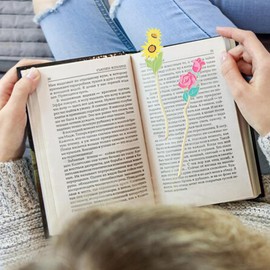 RANLONG Metal Flower Bookmarks for Women, Bookmark for Book Lovers Reading, Book Mark Gift for Teacher Writer Reader 4 Pack