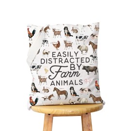 WCGXKO Dairy Farm Gift Farm Animal Lover Gift Easily Distracted By Farm Animals Canvas Shopping Bag Tote Bag (EASILY Tote)