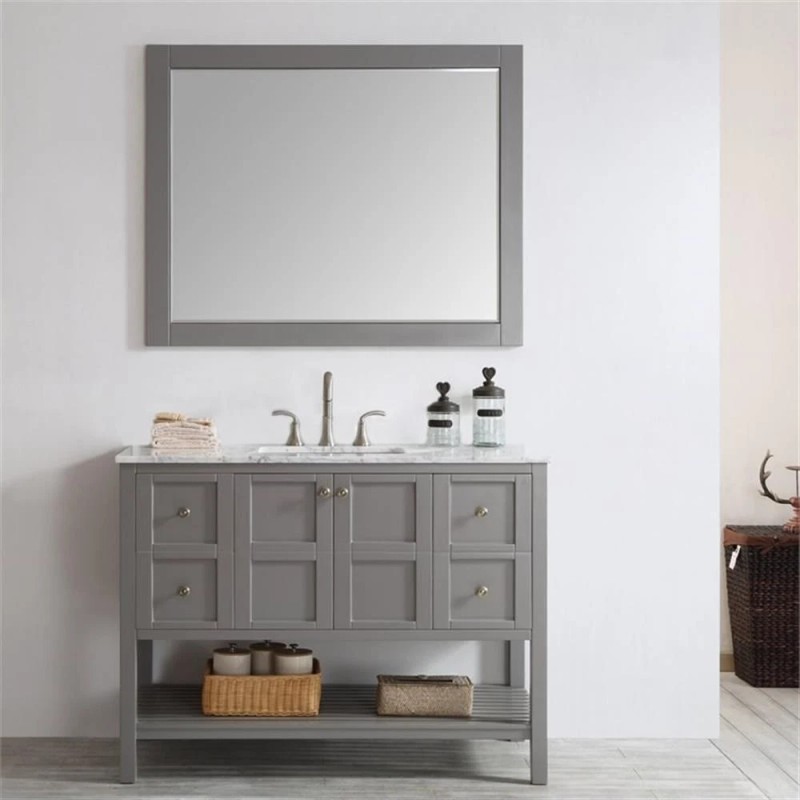 Vinnova Florence 48" Bathroom Vanity Framed Wall Mirror in Gray