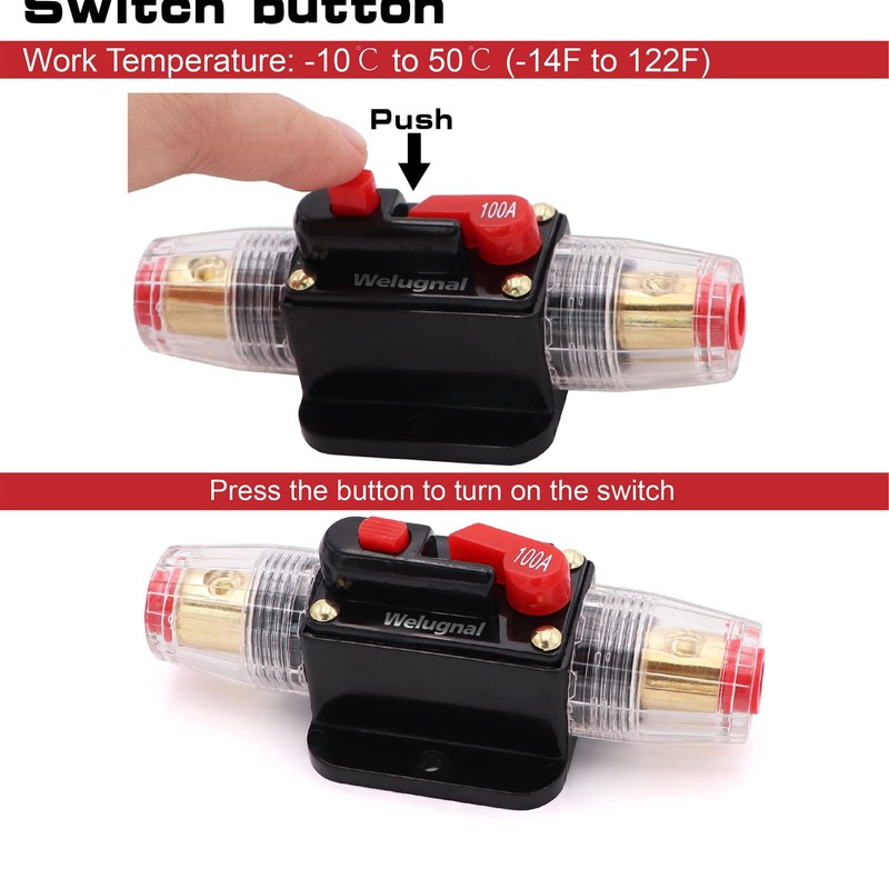 100A Audio Inline Circuit Breaker Reset Fuse 12V-24V DC, PowMr
