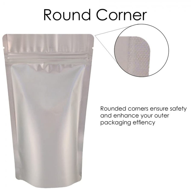 RIGHTPAK Stand Up Pouch Silver Matt 50 Pieces 19cm x