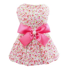 MSNFOASM Elegant Floral Puppy Dog Dress, Sundress Vest Shirt for Small Dogs Cats (Light Pink,S)