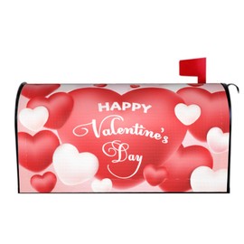 Valentines Day Mailbox Covers Magnetic Standard Size 18 X 21 Rustic Pink Red Love Heart Print Holiday Decorations Mailbox Cover Mailbox Wrap Post Letter Box Cover Decor for Home Outdoor Garden