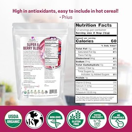 Z Natural Foods Super 8 Berry Blend: orgánico liofilizado, delicioso polvo de frutas para el bienestar general, añádelo a tus batidos, yogur, cereales