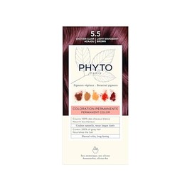 Phyto color - Tinte permanente para el cabello, marrón caoba muy claro 5.5, con pigmentos botánicos, cobertura de cabello 100% gris, sin amoníaco, sin