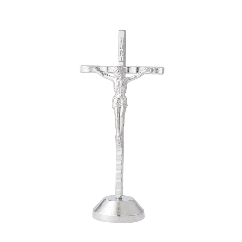 Imerance Crucifix Wall Cross Small Metal Slender Catholic Crosses Silver