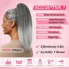 Yaki Straight Ponytail Extension for Black Women,16 Inch Synthetic Wrap-Around