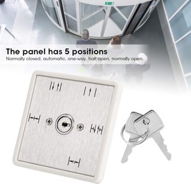 Key Switch, Access Control Panel 5 Position Key Switch Automatic Sliding Door Operation Function Selection On‑Off Weatherproof and Dustproof