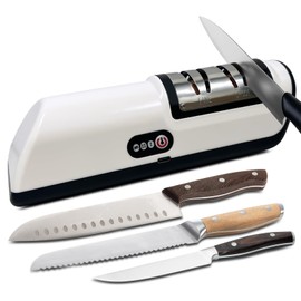 Electric Knife Sharpener, Professional 2 Stage Kitchen Knife Sharpener for Quick Sharpening & Polishing, Automatic Knife Sharpening for Straight/Serrated/Kitchen Knives, Scissors(Black)
